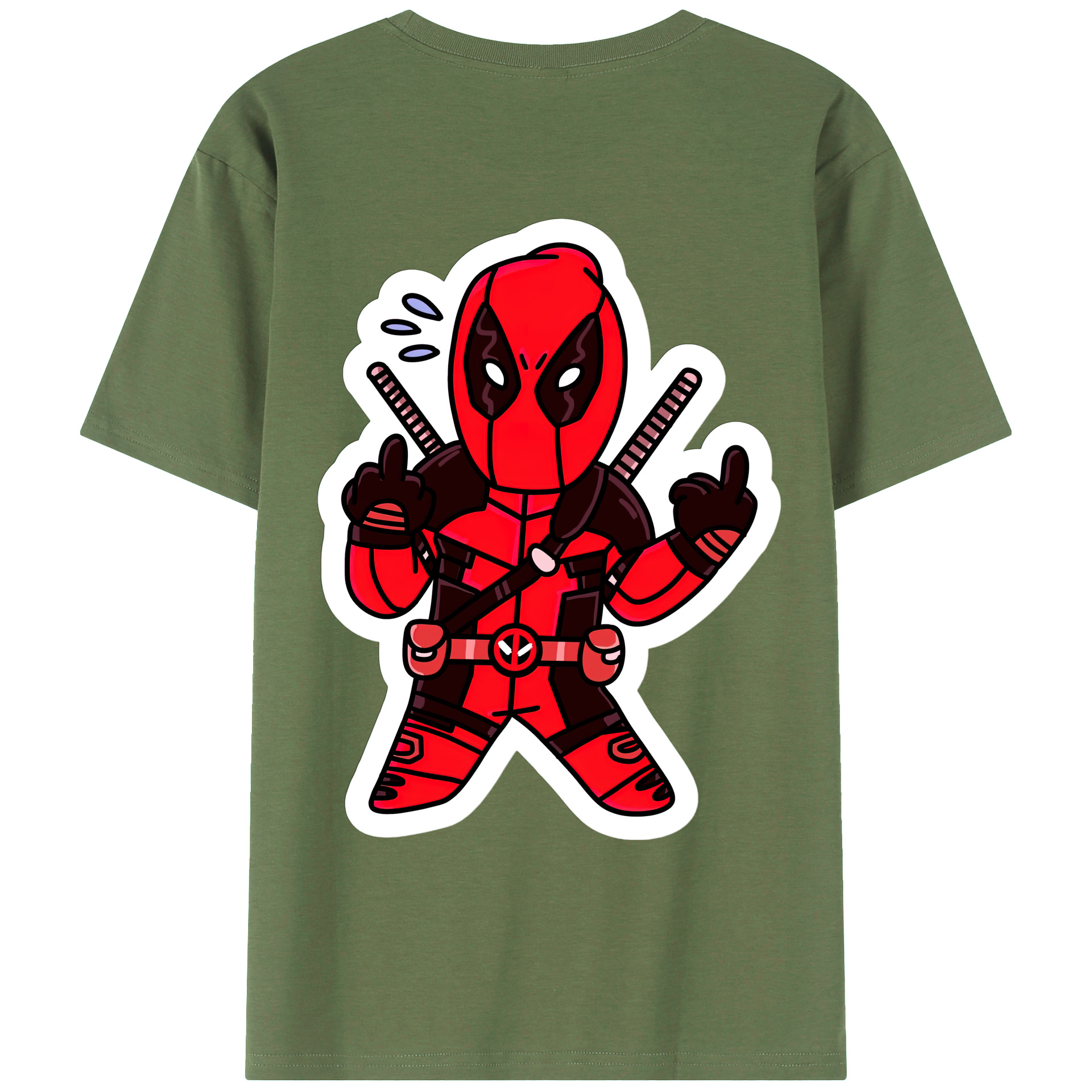 （画像用） Deadpool デッドプール 綿100％ メンズ半袖Tシャツ（バックプリント） 通気性